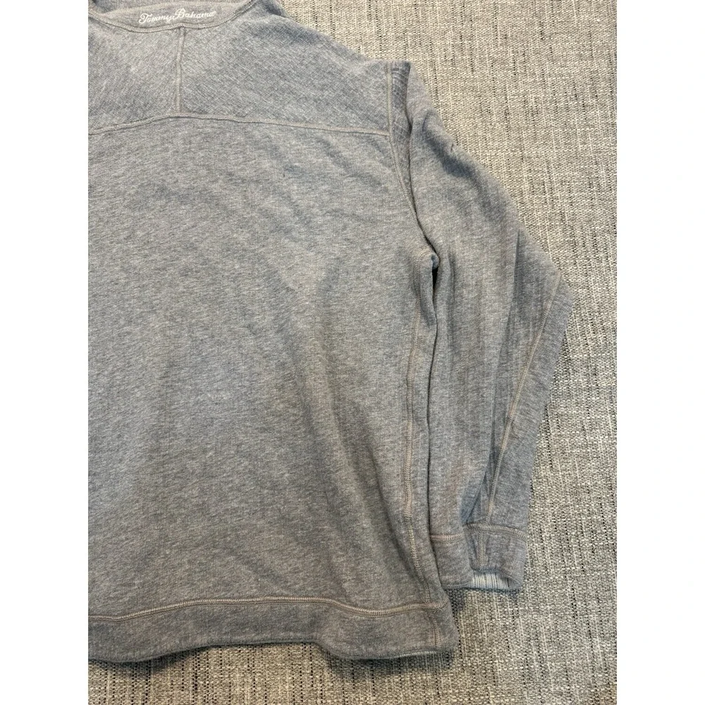 Tommy Bahama Reversible Sweater Mens XL Gray/stripe Quarter Zip Pullover Outdoor